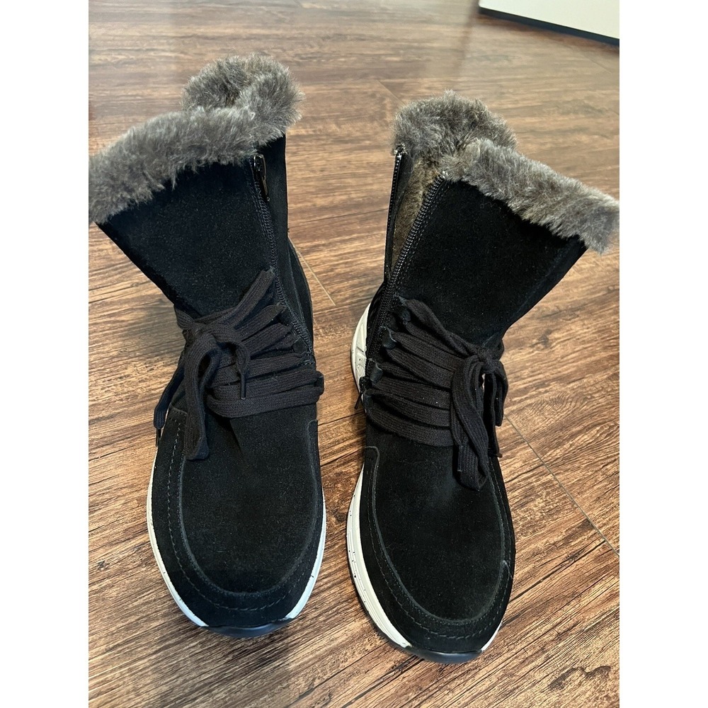 Earth Women's‎ Suede Upper Booties Roamer Black Size 8.5 B Lace Up-Zipper